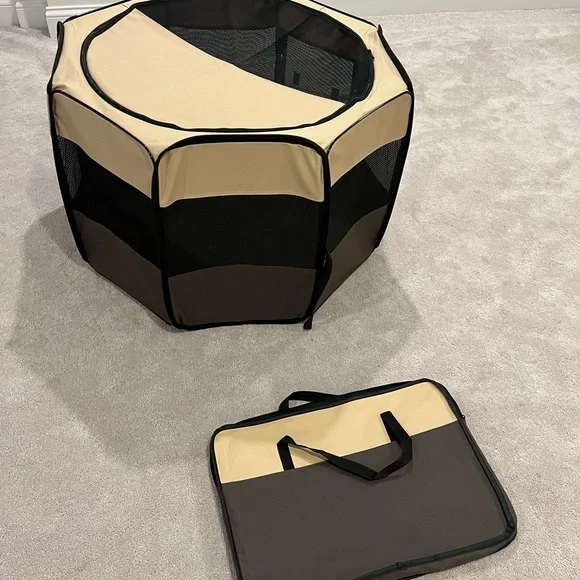 🆕 AIVITUVIN Portable Pet Playpen in Brown and Beige (Medium) - Picture 4 of 4